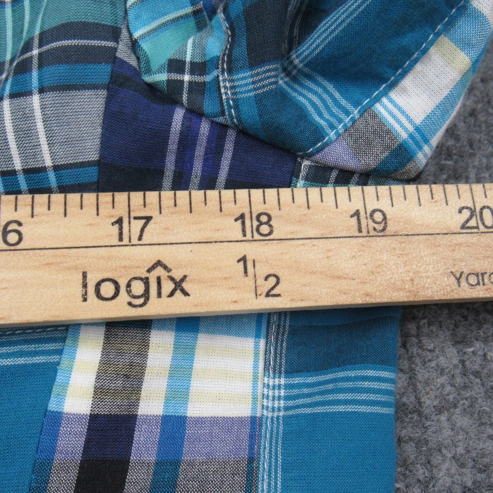 Talbots Blazer Womens 10 Blue Patchwork‎ Madras Plaid Cotton Two Button Lined - Picture 11 of 16